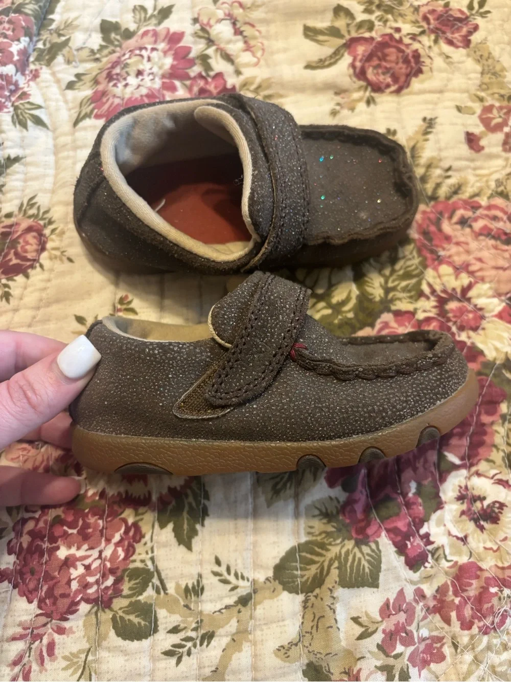 Toddler Girl Twisted X Brown Glitter Hook-and-Loop Casual Shoes